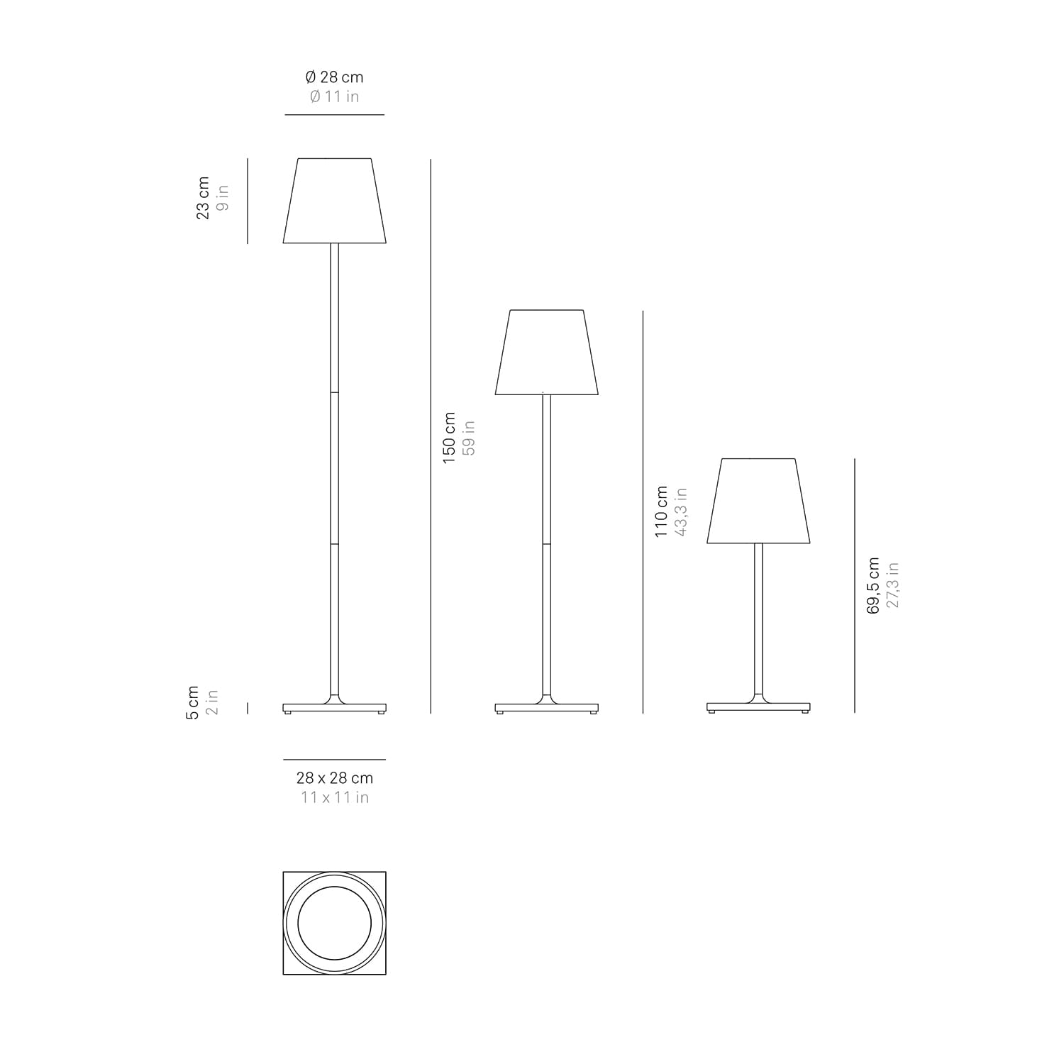Poldina XXL Tavolo-Terra Pro LED Lampe Dunkelgrau