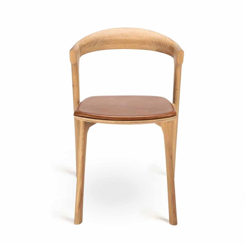 Bok Stuhl Eiche - lackiert - Cognac Leder