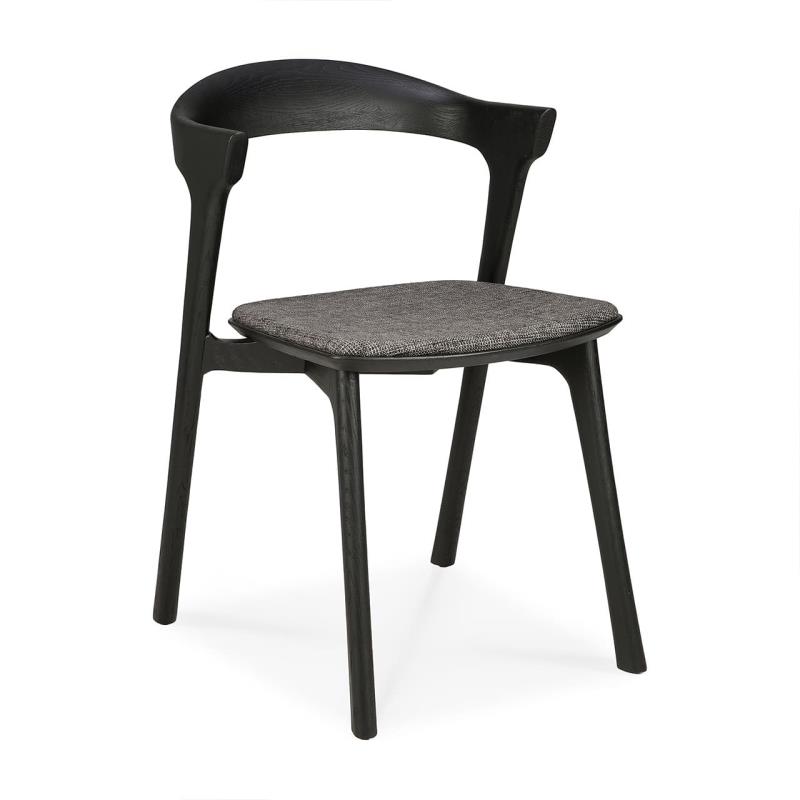 Bok Stuhl Eiche - schwarz lackiert - grauer Stoff